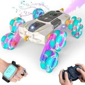 8WD Gesture Control Stunt RC Car - Ideal Gift for Boys 6-13 Years Old (White)